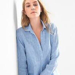 G3  Summer Linen - airy - long in front & back  - Gap Small Shirt